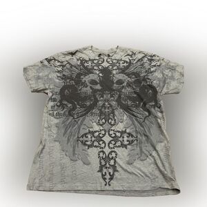 Affliction MMA Elite Style Men's Black and Grey T-shirt